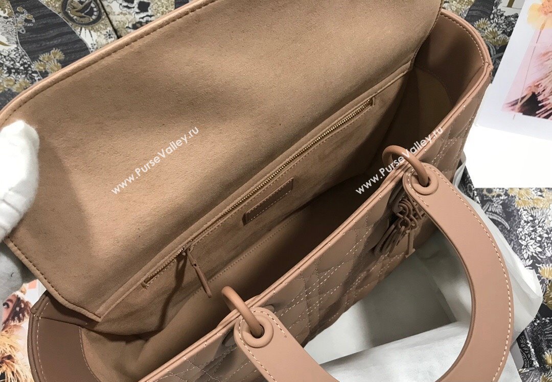 Dior Large Lady Dior Bag in Nude Ultramatte Cannage Calfskin (xinyidai-23101410)