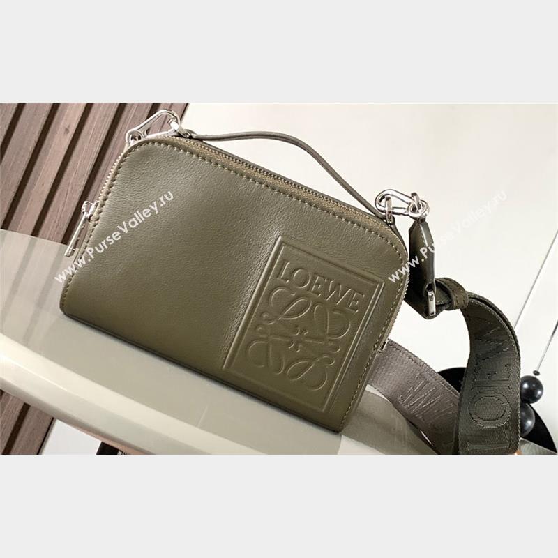 Loewe Mini Camera Crossbody bag in satin calfskin Dark Khaki Green (xinyidai-23101423)