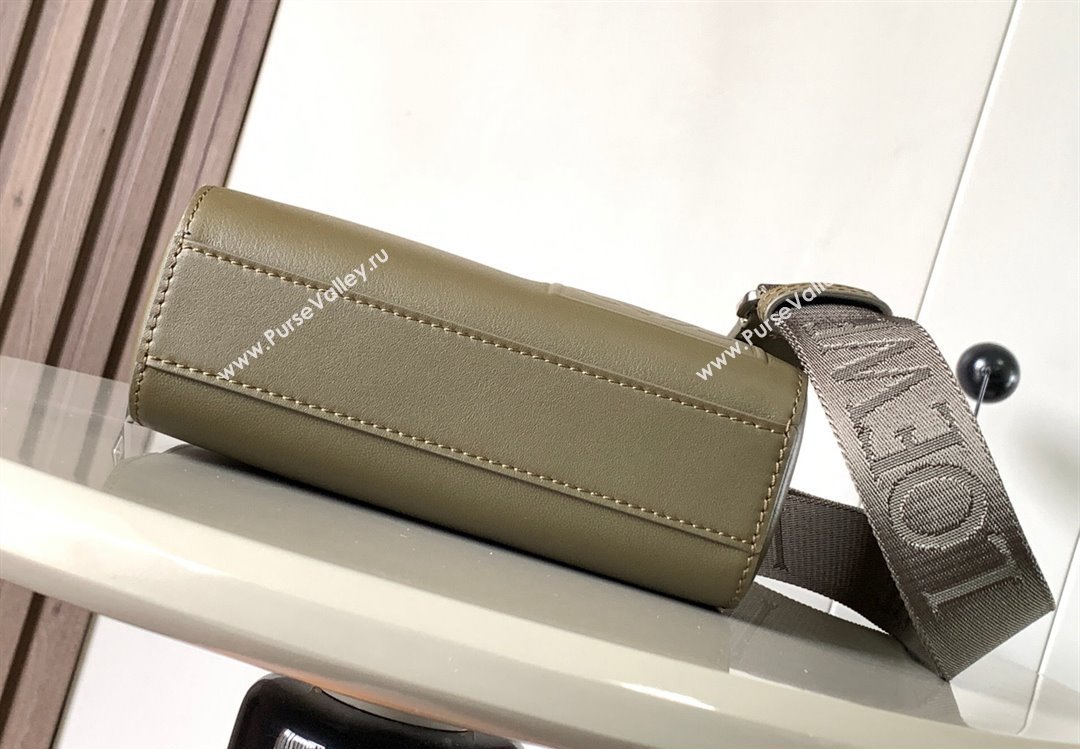 Loewe Mini Camera Crossbody bag in satin calfskin Dark Khaki Green (xinyidai-23101423)