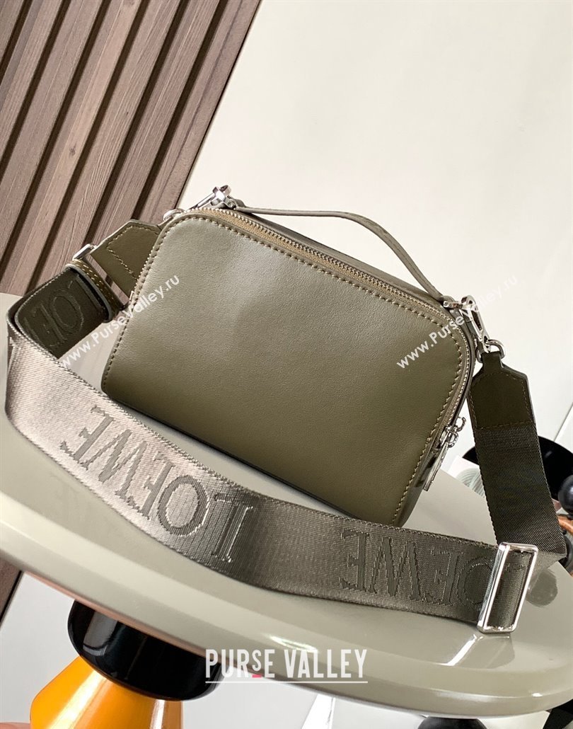 Loewe Mini Camera Crossbody bag in satin calfskin Dark Khaki Green (xinyidai-23101423)
