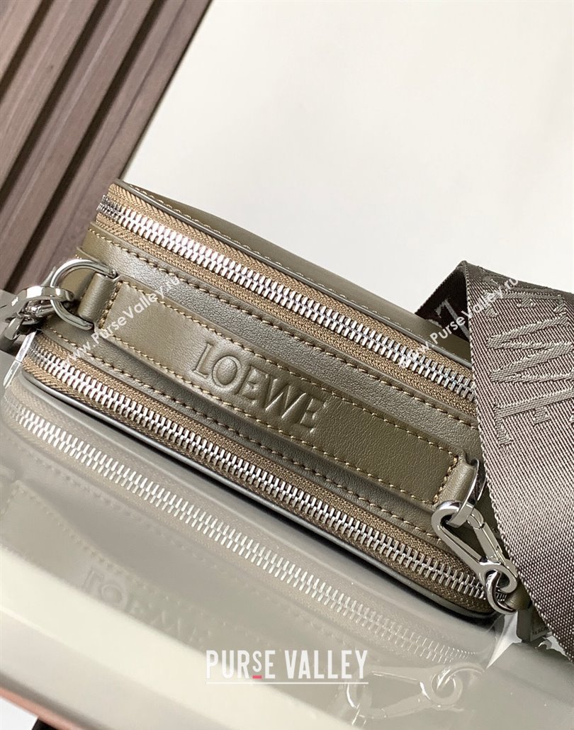 Loewe Mini Camera Crossbody bag in satin calfskin Dark Khaki Green (xinyidai-23101423)