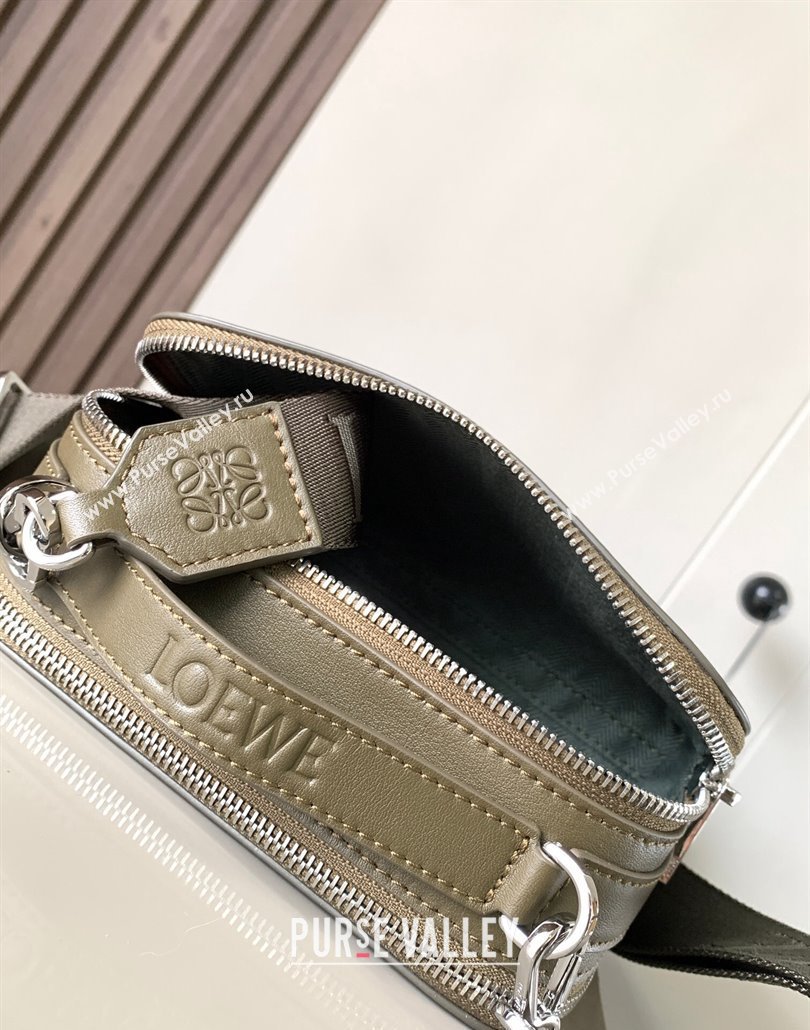 Loewe Mini Camera Crossbody bag in satin calfskin Dark Khaki Green (xinyidai-23101423)