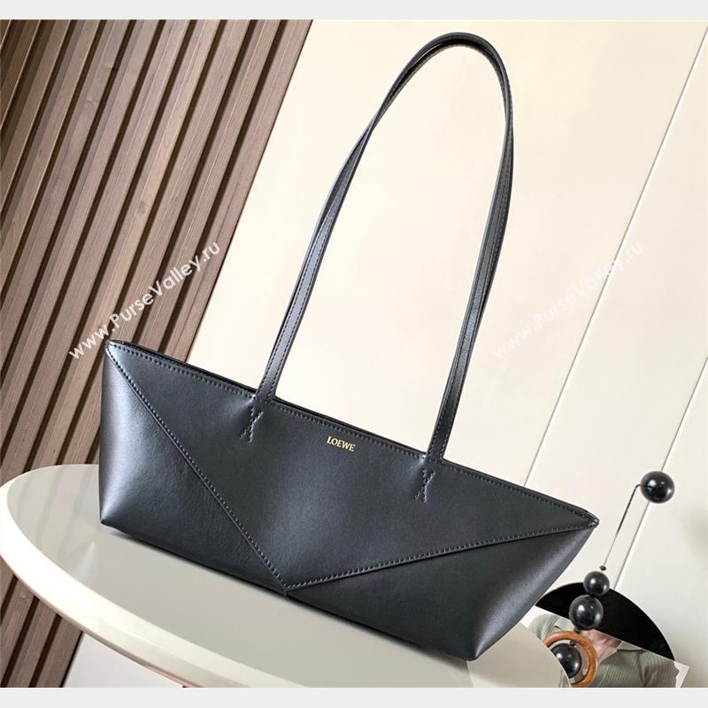 Loewe Cropped Puzzle Fold bag in shiny calfskin Black (xinyidai-23101418)