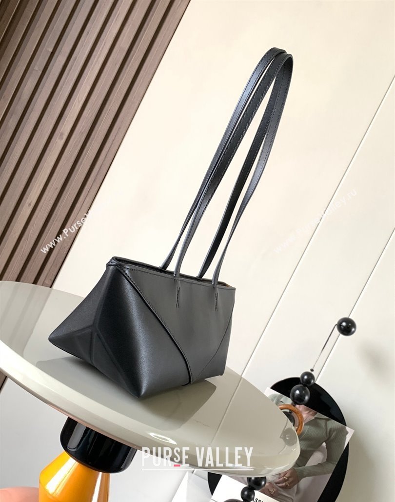 Loewe Cropped Puzzle Fold bag in shiny calfskin Black (xinyidai-23101418)