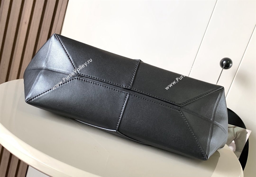 Loewe Cropped Puzzle Fold bag in shiny calfskin Black (xinyidai-23101418)