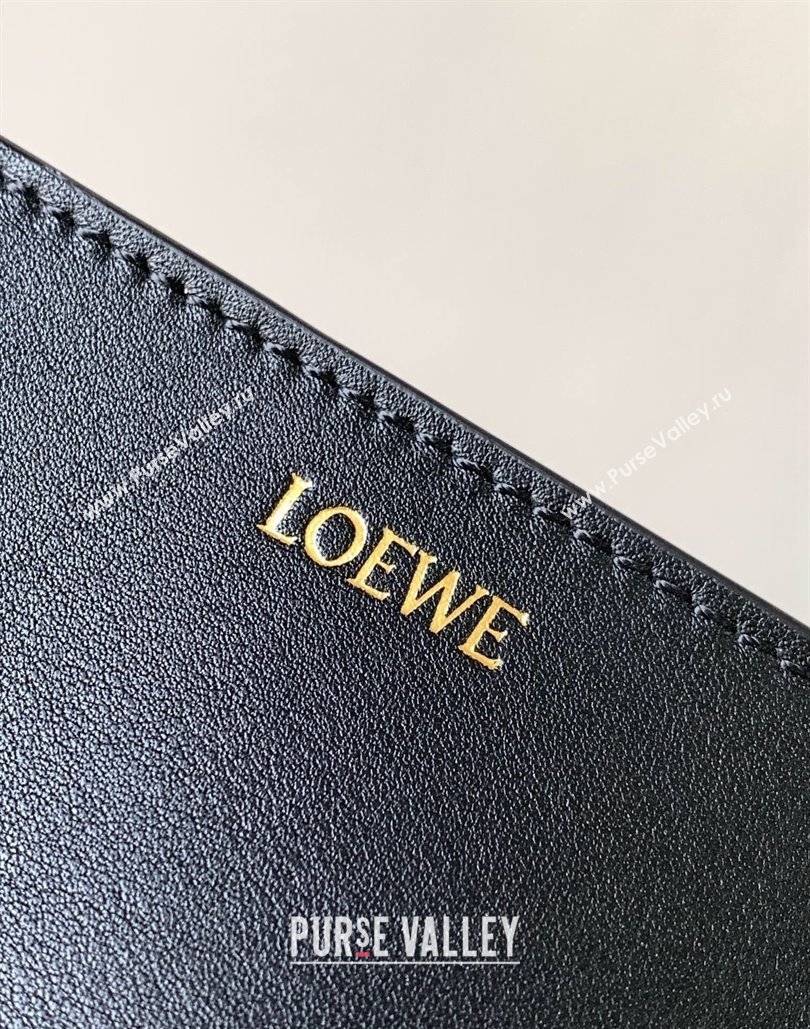 Loewe Cropped Puzzle Fold bag in shiny calfskin Black (xinyidai-23101418)
