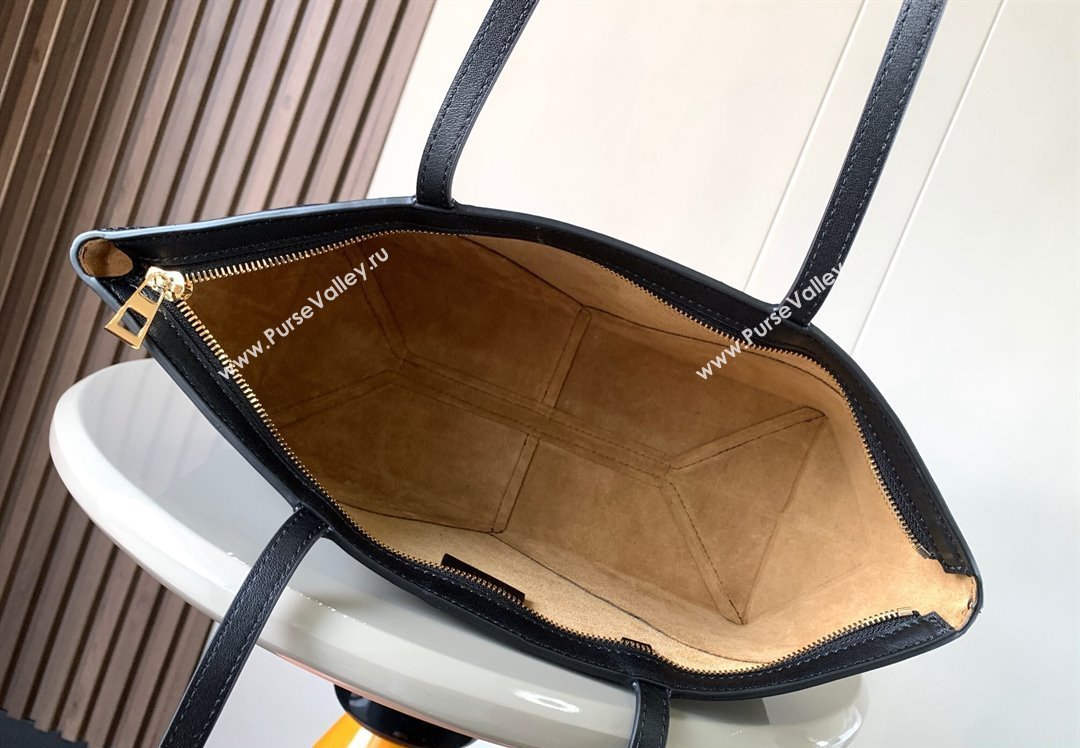 Loewe Cropped Puzzle Fold bag in shiny calfskin Black (xinyidai-23101418)