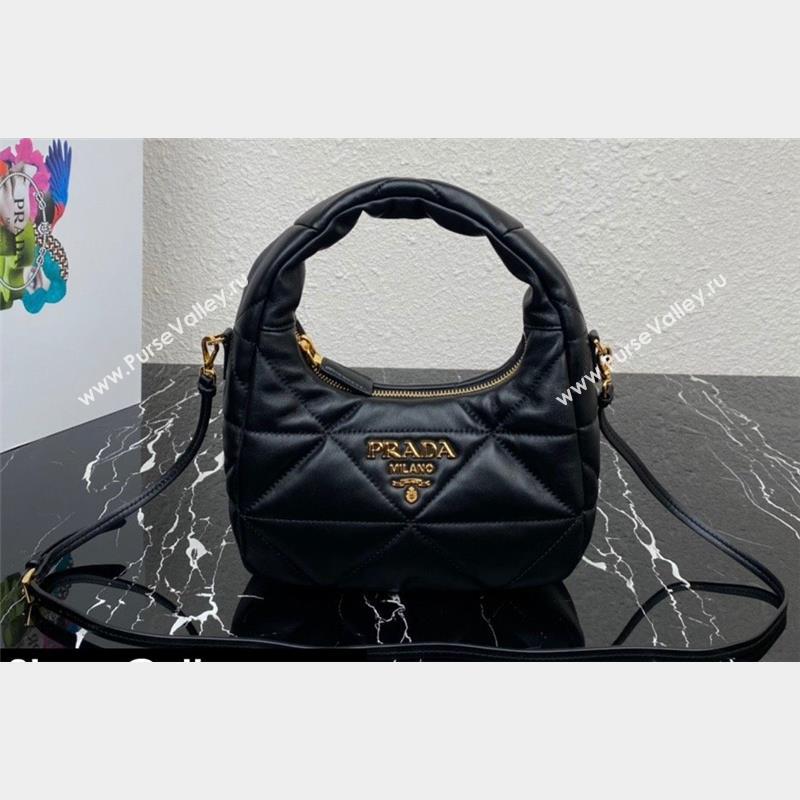 Prada padded nappa leather mini-bag with topstitching 1BA384 Black 2023 (ziyin-23101618)