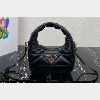 Prada padded nappa leather mini-bag with topstitching 1BA384 Black 2023 (ziyin-23101618)
