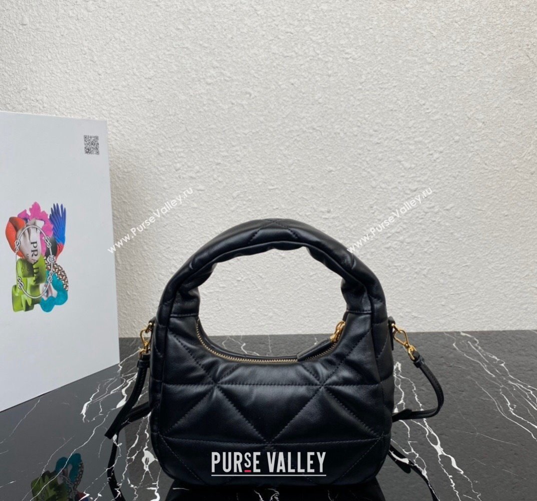 Prada padded nappa leather mini-bag with topstitching 1BA384 Black 2023 (ziyin-23101618)
