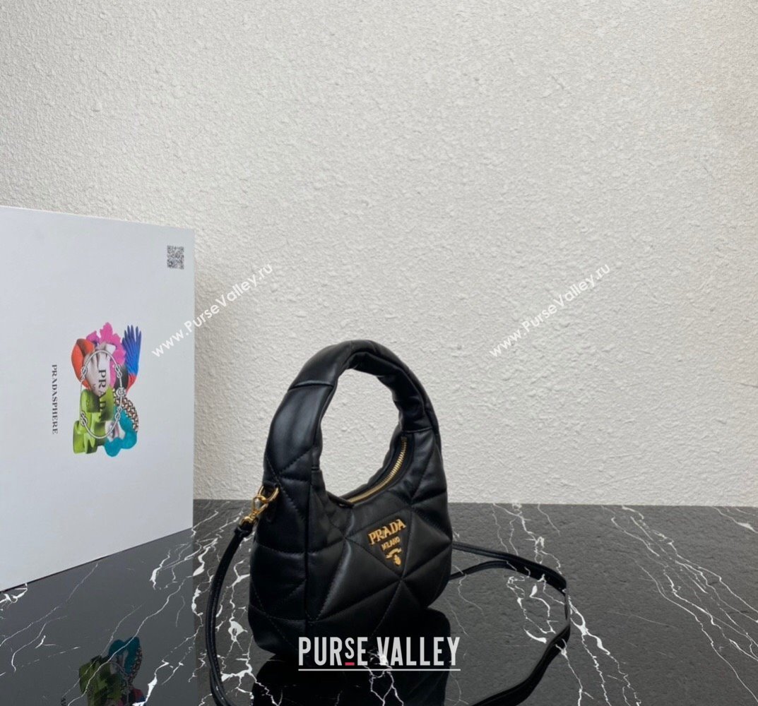 Prada padded nappa leather mini-bag with topstitching 1BA384 Black 2023 (ziyin-23101618)