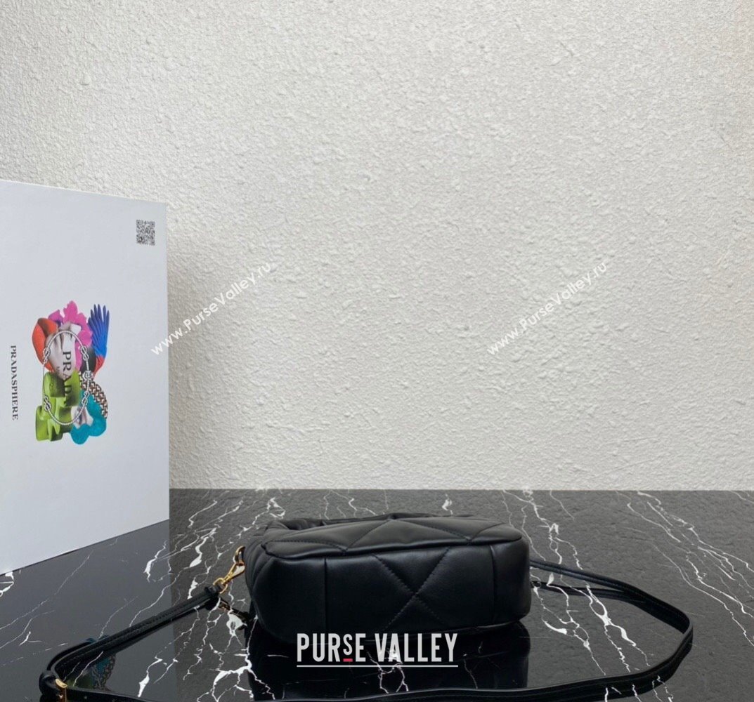 Prada padded nappa leather mini-bag with topstitching 1BA384 Black 2023 (ziyin-23101618)