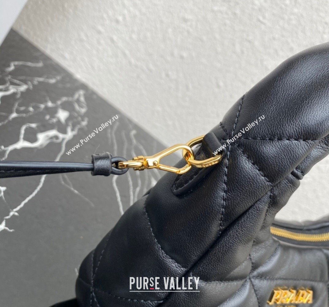 Prada padded nappa leather mini-bag with topstitching 1BA384 Black 2023 (ziyin-23101618)