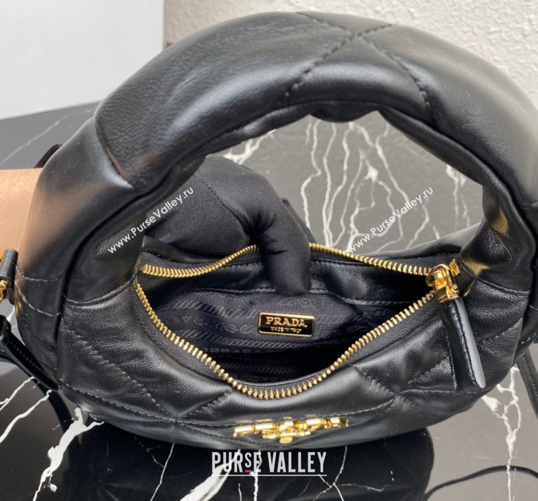 Prada padded nappa leather mini-bag with topstitching 1BA384 Black 2023 (ziyin-23101618)