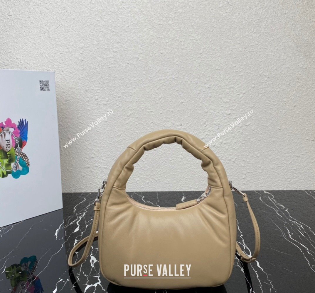 Prada Soft padded nappa leather mini-bag 1BA384 Beige 2023 (ziyin-23101617)