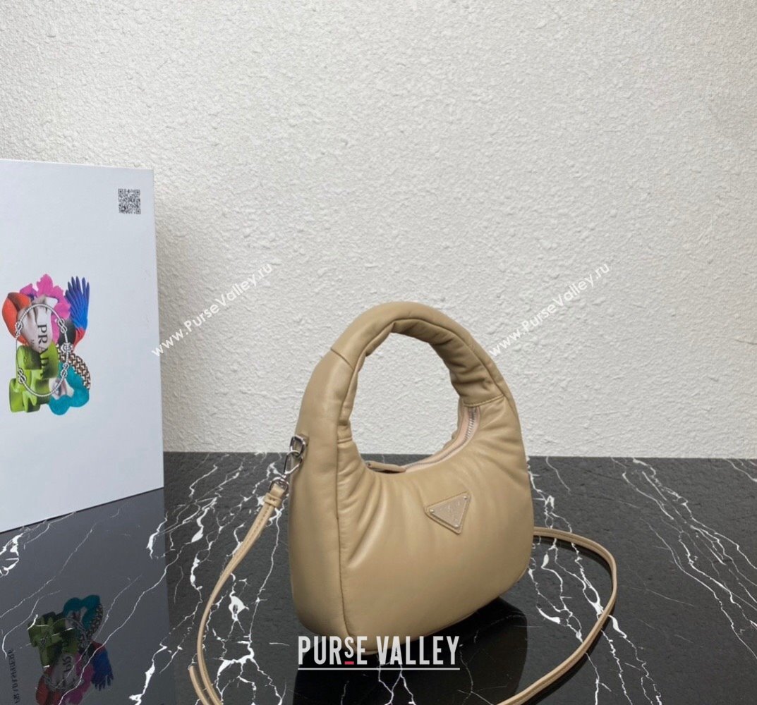 Prada Soft padded nappa leather mini-bag 1BA384 Beige 2023 (ziyin-23101617)