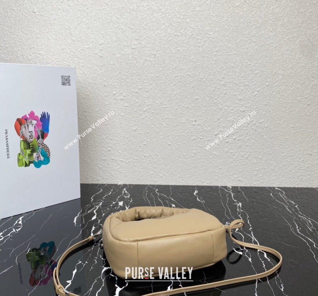 Prada Soft padded nappa leather mini-bag 1BA384 Beige 2023 (ziyin-23101617)