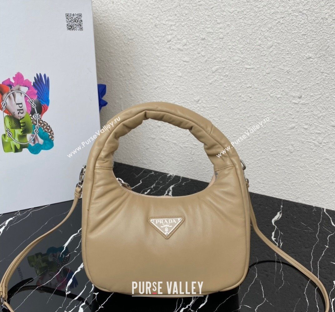 Prada Soft padded nappa leather mini-bag 1BA384 Beige 2023 (ziyin-23101617)
