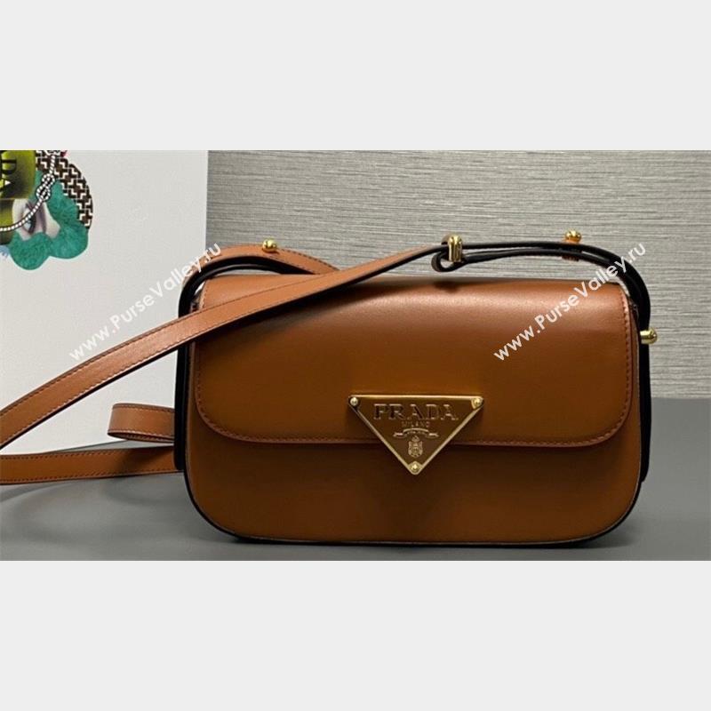 Prada Leather shoulder bag 1BD339 Brown 2023 (ziyin-23101612)