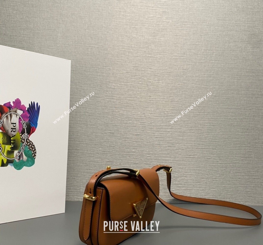 Prada Leather shoulder bag 1BD339 Brown 2023 (ziyin-23101612)