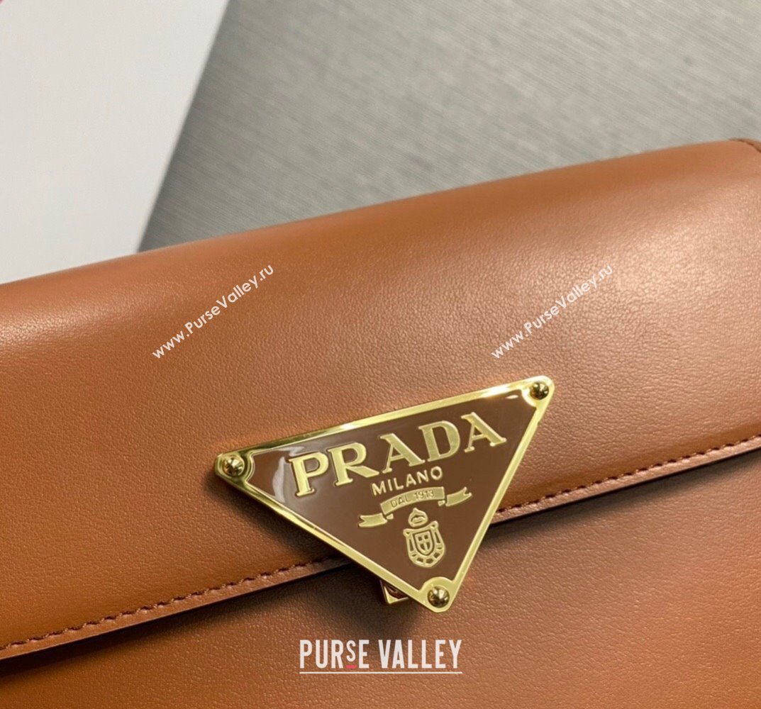 Prada Leather shoulder bag 1BD339 Brown 2023 (ziyin-23101612)