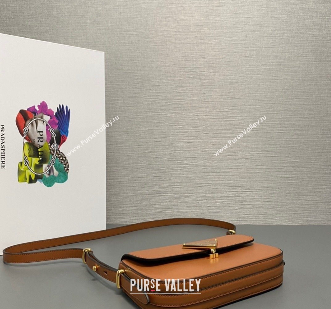 Prada Leather shoulder bag 1BD339 Brown 2023 (ziyin-23101612)