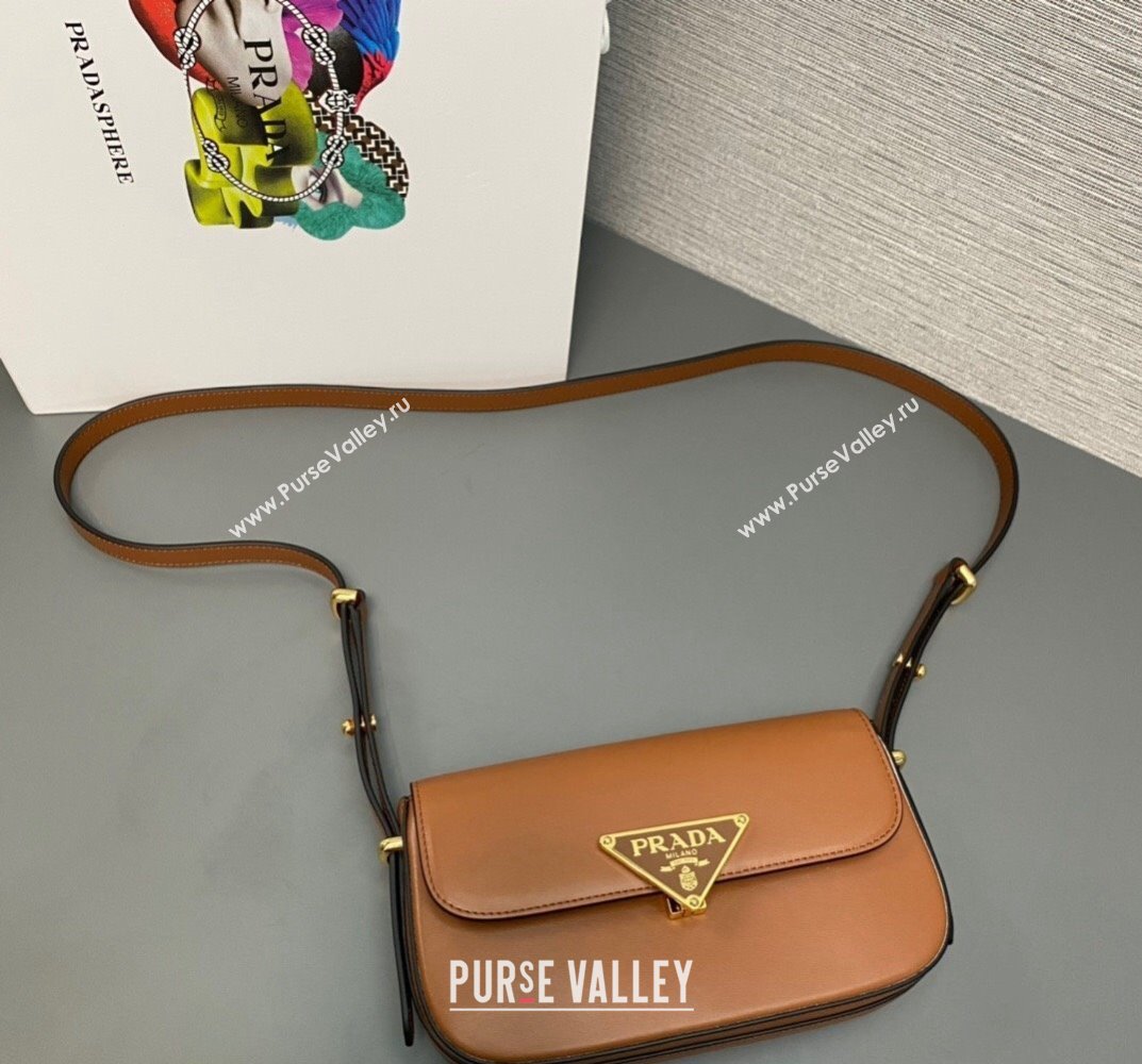 Prada Leather shoulder bag 1BD339 Brown 2023 (ziyin-23101612)