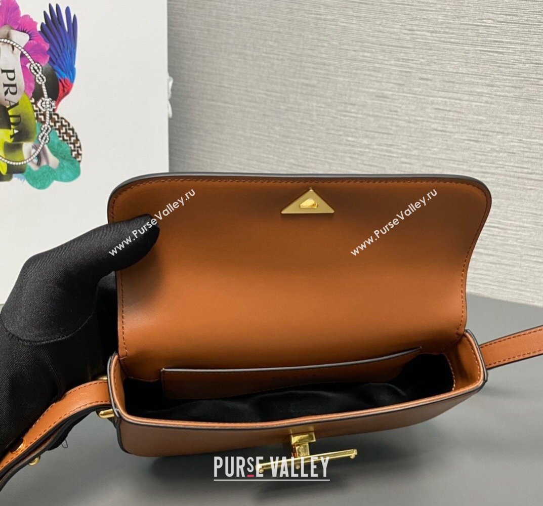 Prada Leather shoulder bag 1BD339 Brown 2023 (ziyin-23101612)