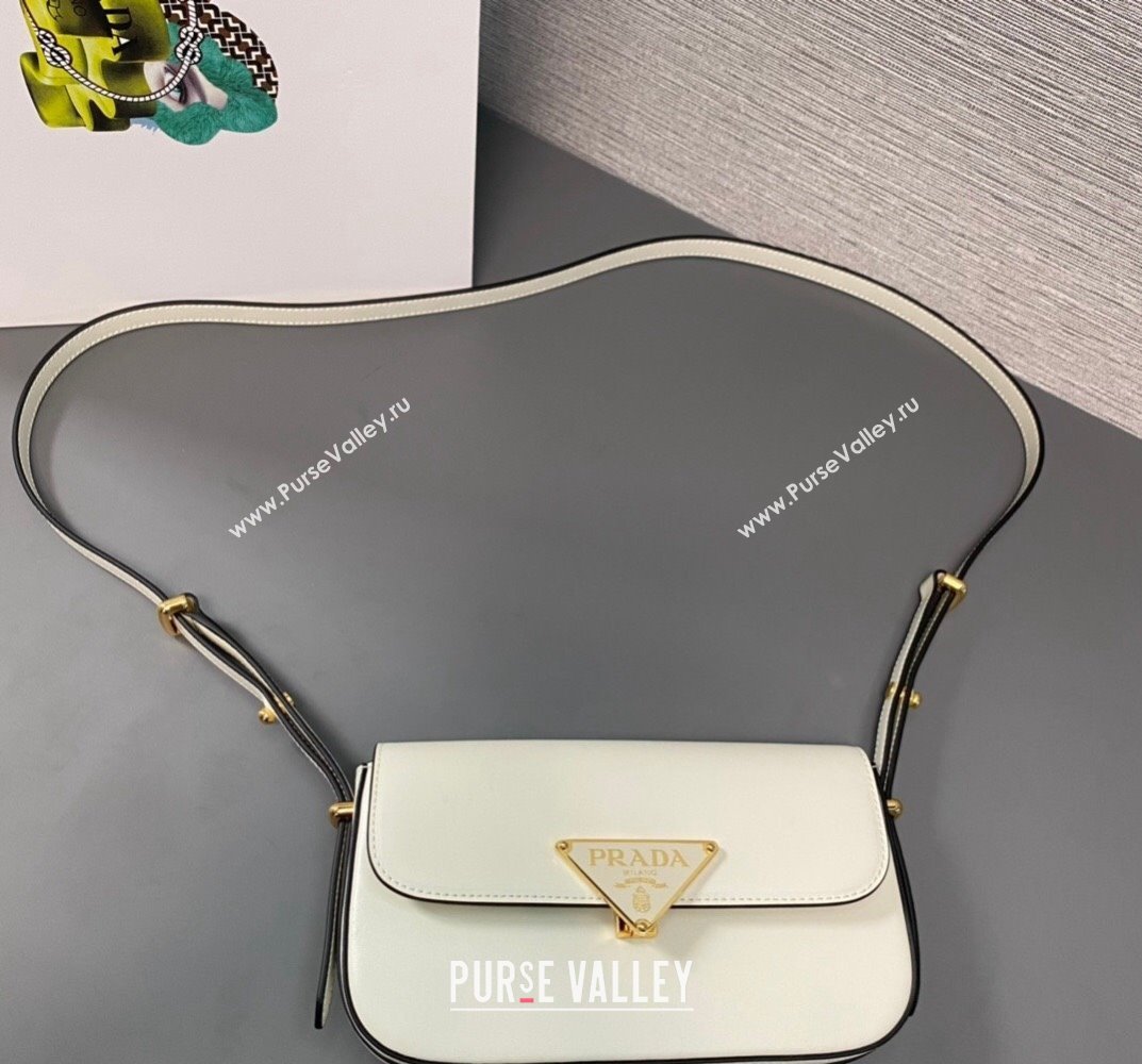 Prada Leather shoulder bag 1BD339 White 2023 (ziyin-23101611)