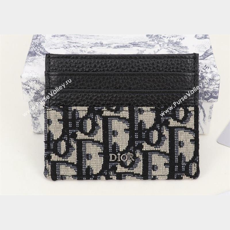 Dior Card Holder in Beige and Black Dior Oblique Jacquard and Black Grained Calfskin (ziyin-23101318)