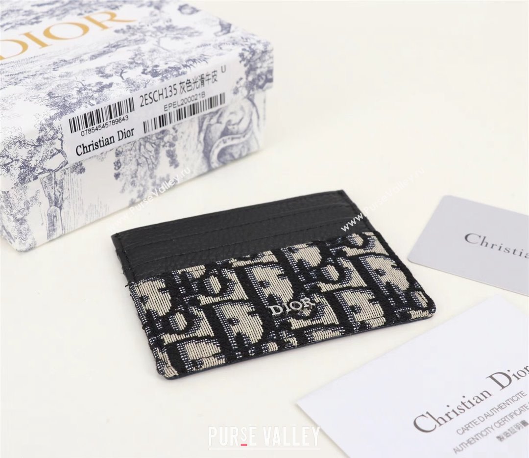 Dior Card Holder in Beige and Black Dior Oblique Jacquard and Black Grained Calfskin (ziyin-23101318)
