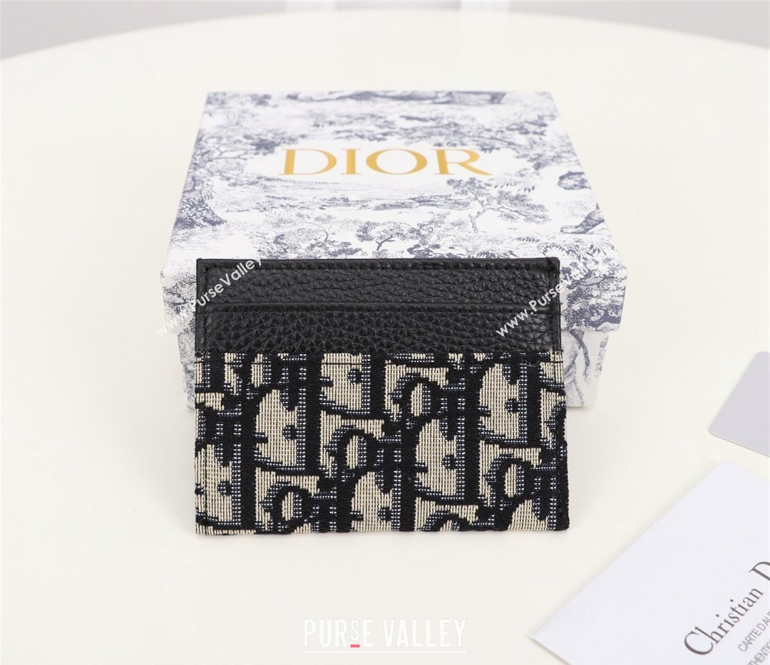 Dior Card Holder in Beige and Black Dior Oblique Jacquard (ziyin-23101323)