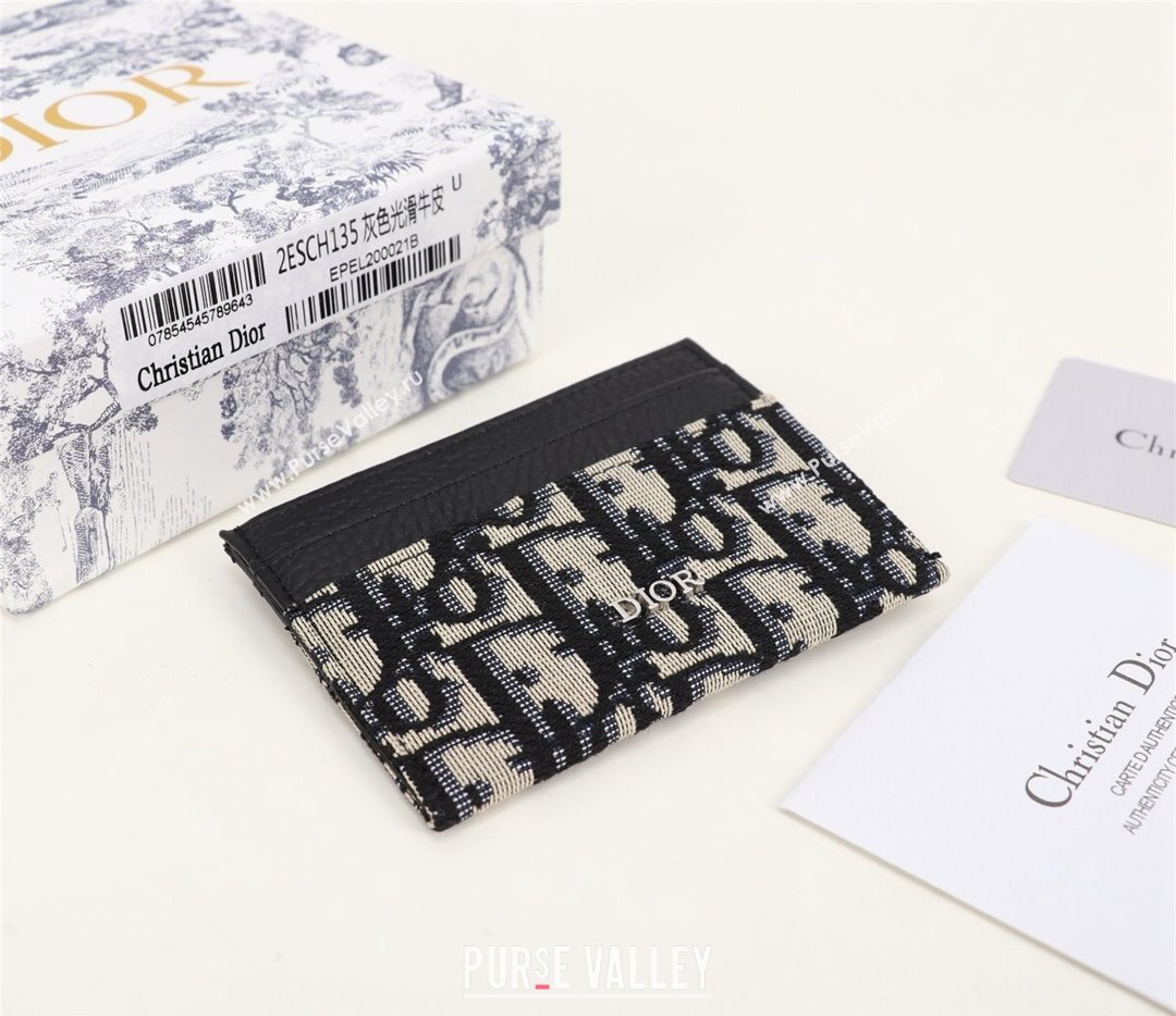 Dior Card Holder in Beige and Black Dior Oblique Jacquard (ziyin-23101323)
