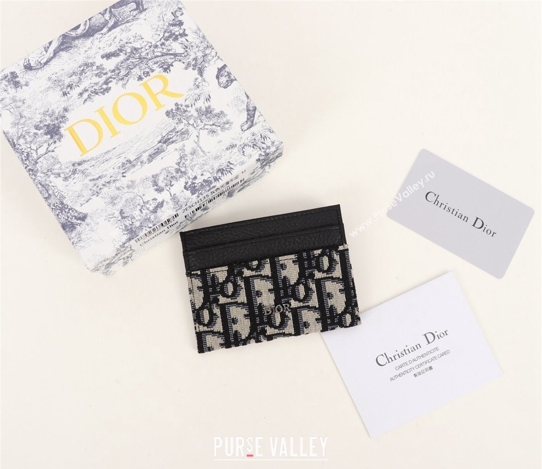 Dior Card Holder in Beige and Black Dior Oblique Jacquard (ziyin-23101323)