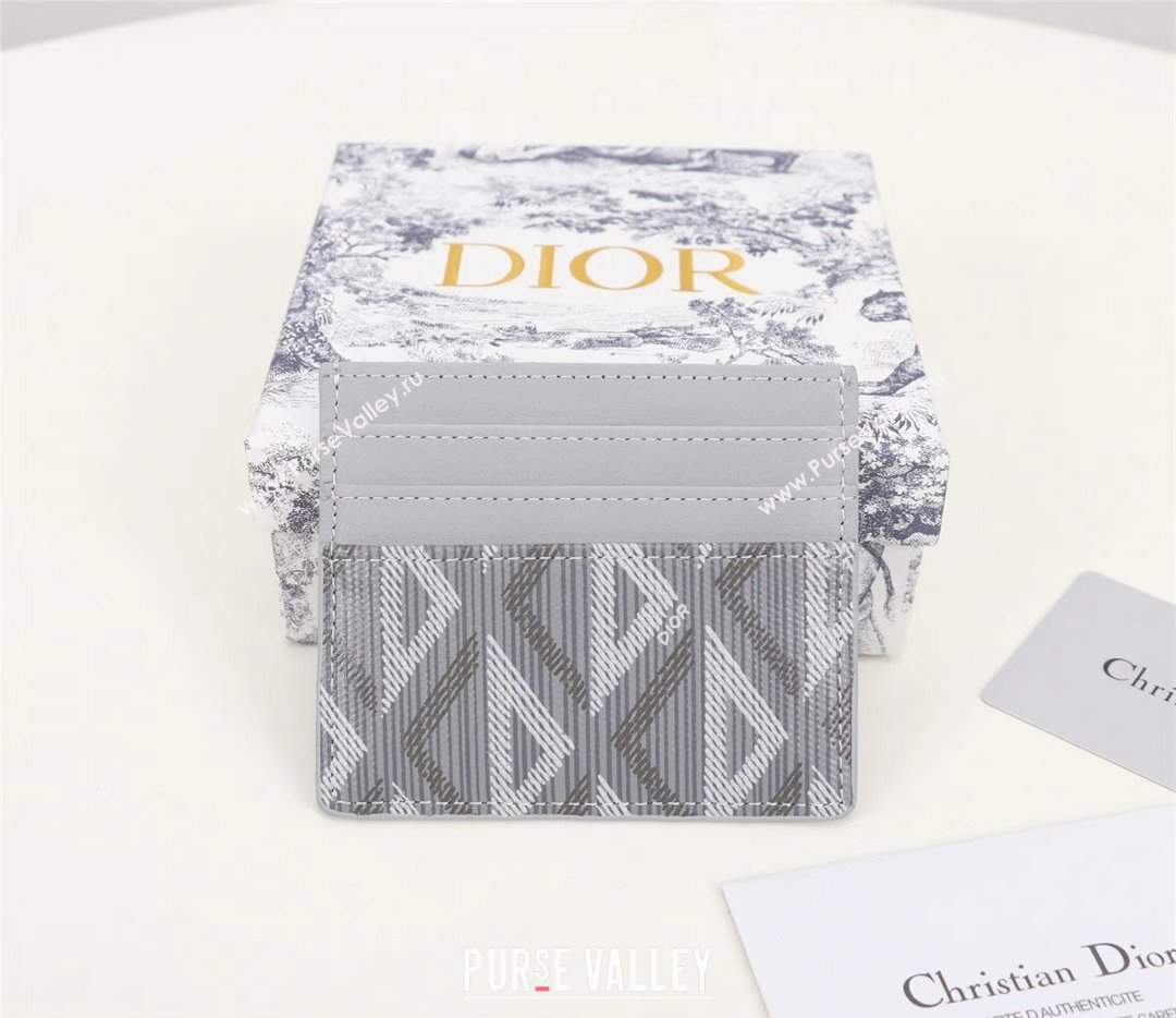 Dior Card Holder in Gray CD Diamond Canvas (ziyin-23101321)