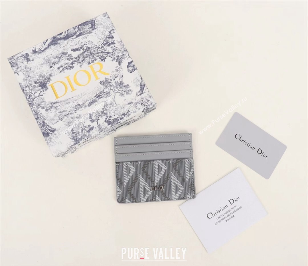 Dior Card Holder in Gray CD Diamond Canvas (ziyin-23101321)