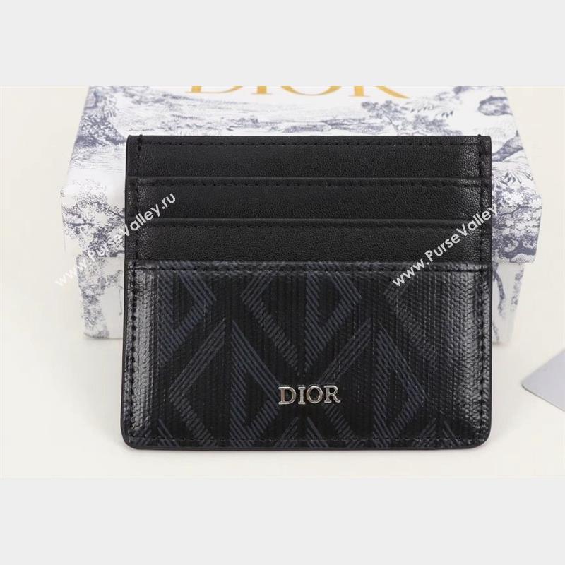 Dior Card Holder in Black CD Diamond Canvas (ziyin-23101320)