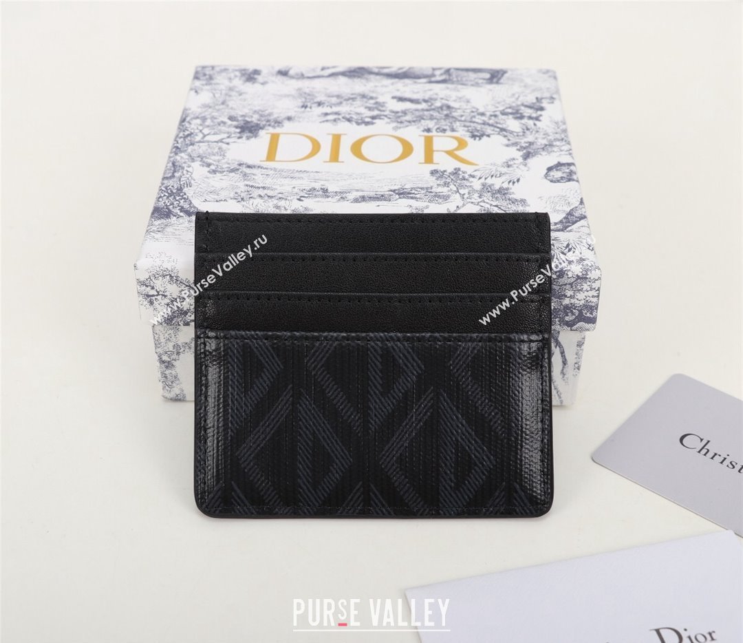 Dior Card Holder in Black CD Diamond Canvas (ziyin-23101320)