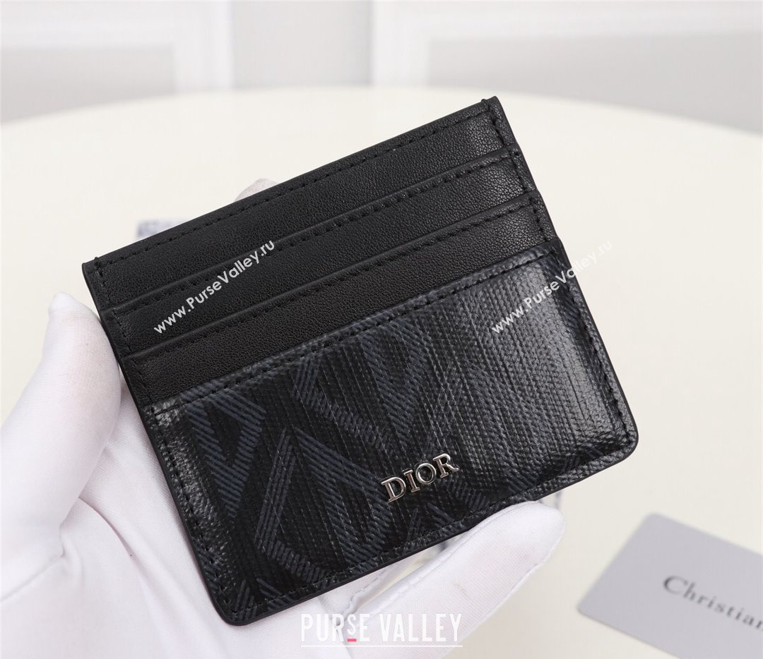 Dior Card Holder in Black CD Diamond Canvas (ziyin-23101320)