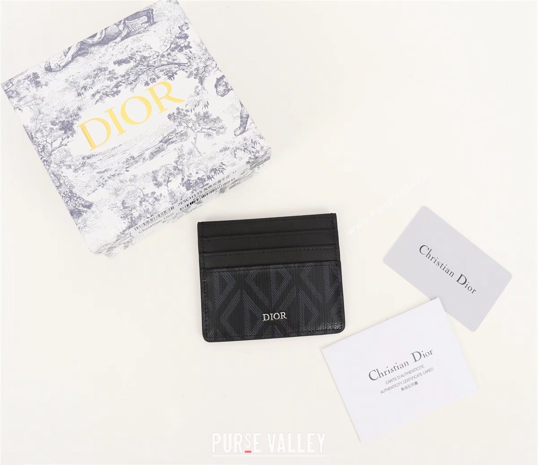 Dior Card Holder in Black CD Diamond Canvas (ziyin-23101320)