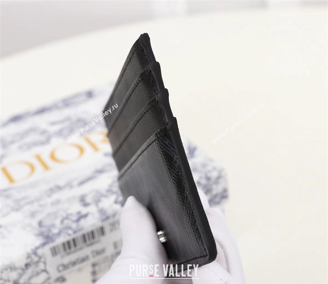 Dior Card Holder in Black CD Diamond Canvas (ziyin-23101320)