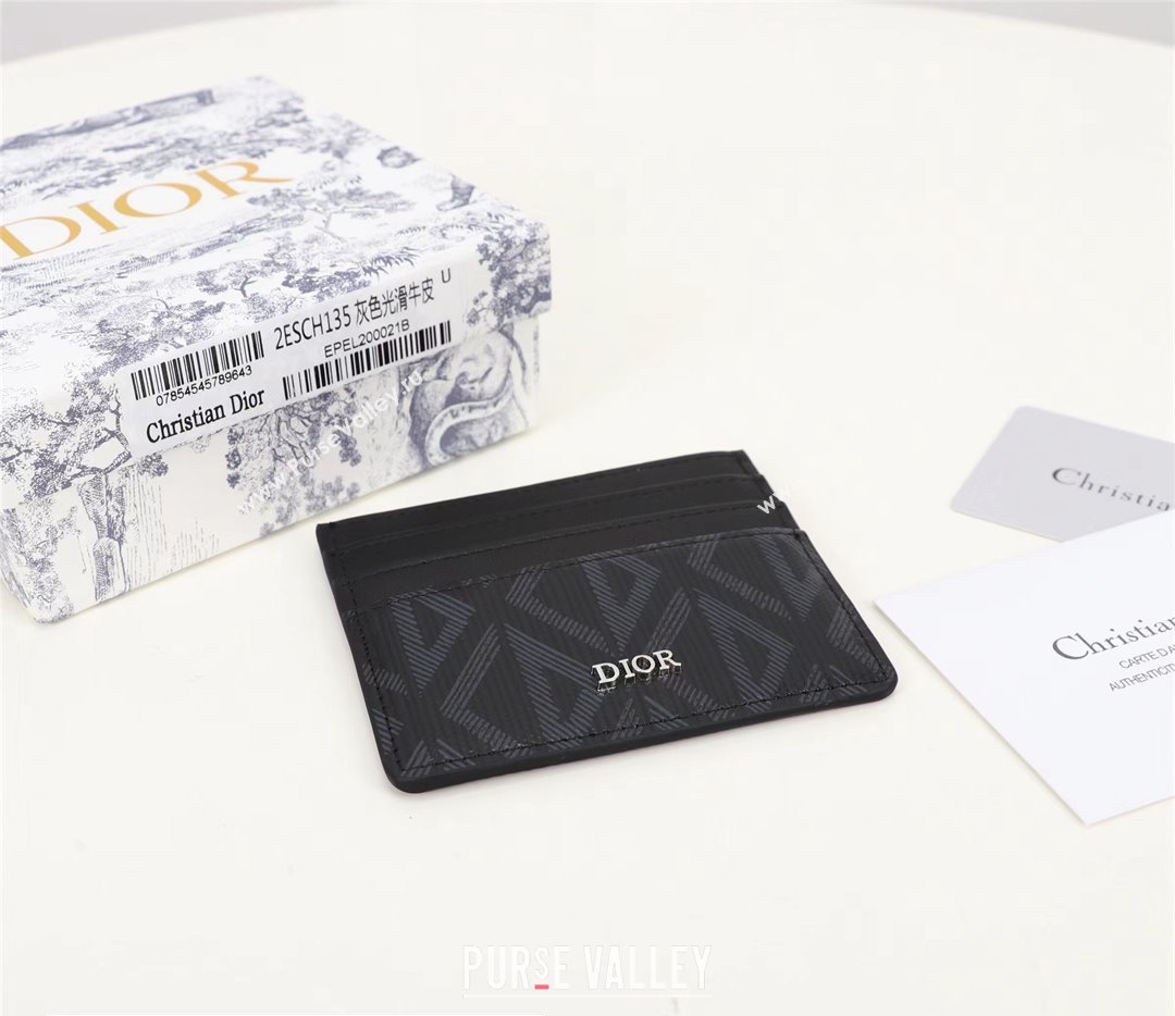 Dior Card Holder in Black CD Diamond Canvas (ziyin-23101320)