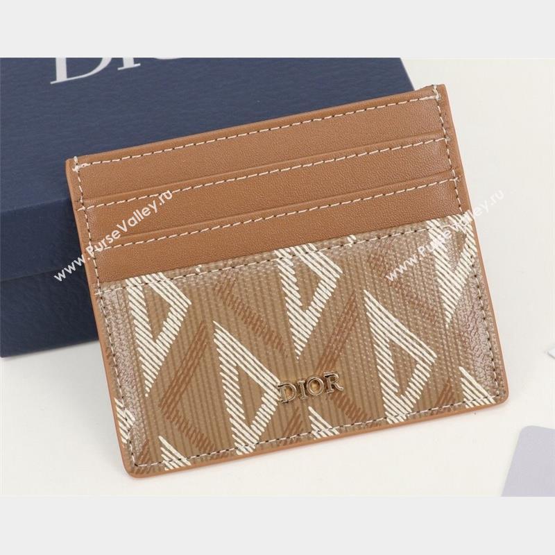Dior Card Holder in Brown CD Diamond Canvas (ziyin-23101322)