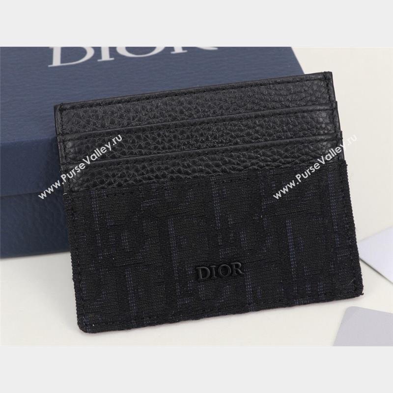 Dior Card Holder in Black Dior Oblique Jacquard and Black Grained Calfskin (ziyin-23101319)