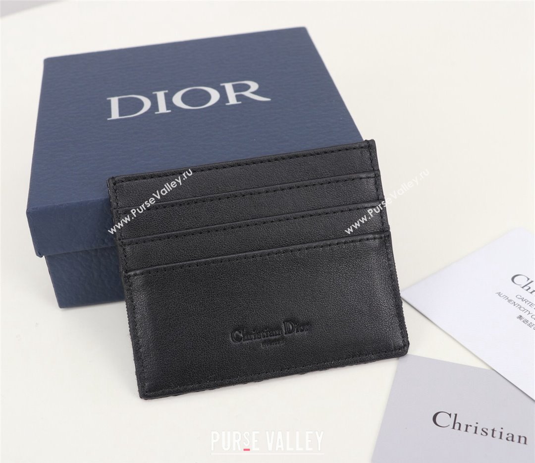 Dior Card Holder in Black Dior Oblique Jacquard and Black Grained Calfskin (ziyin-23101319)