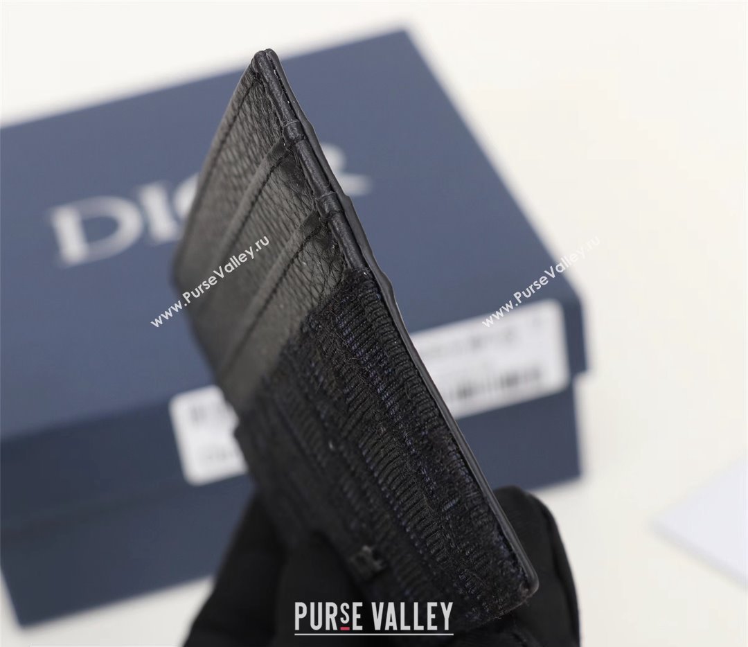 Dior Card Holder in Black Dior Oblique Jacquard and Black Grained Calfskin (ziyin-23101319)