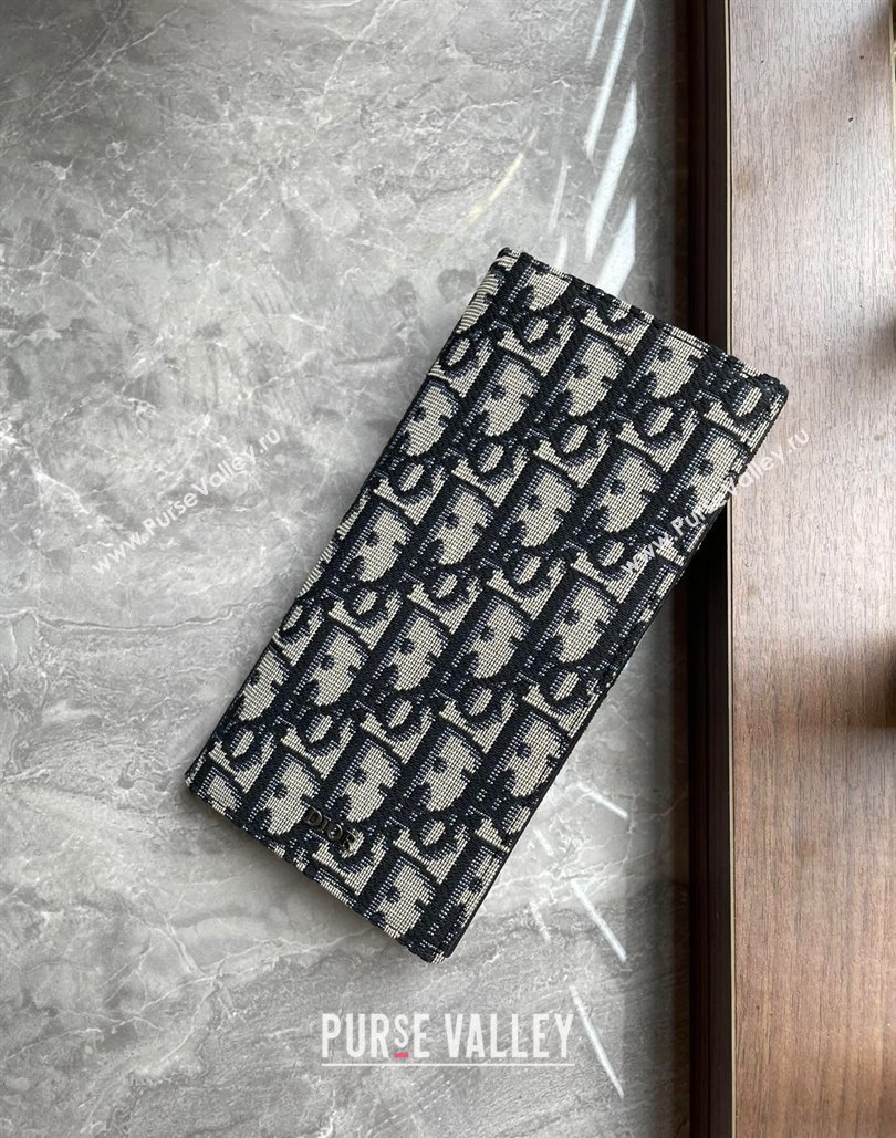 Dior Vertical Long Wallet in Beige and Black Dior Oblique Jacquard (ziyin-23101301)