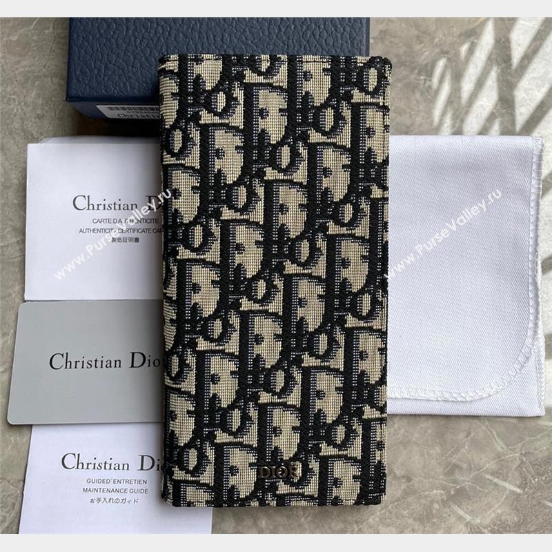 Dior Vertical Long Wallet in Beige and Black Dior Oblique Jacquard (ziyin-23101301)