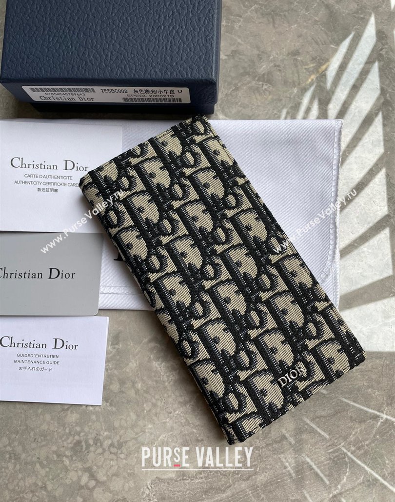 Dior Vertical Long Wallet in Beige and Black Dior Oblique Jacquard (ziyin-23101301)