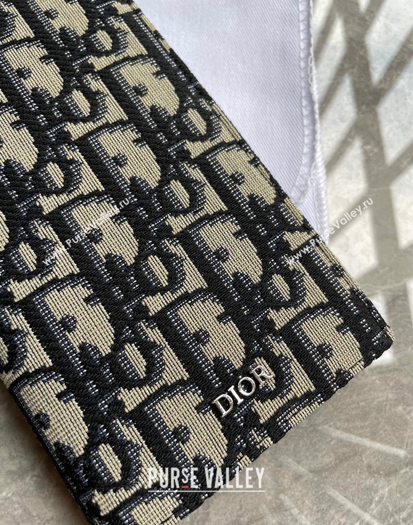 Dior Vertical Long Wallet in Beige and Black Dior Oblique Jacquard (ziyin-23101301)